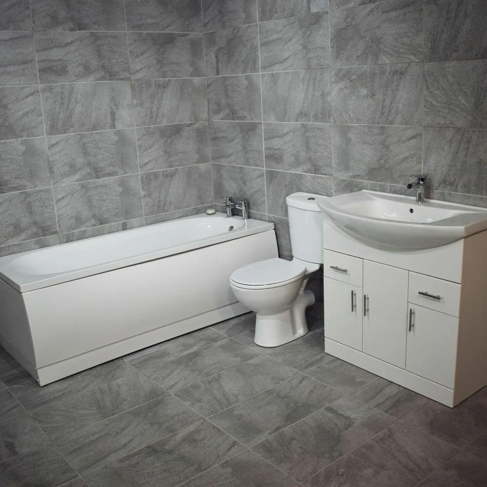 Onega Modern Bathroom Suite Vanity Sink Basin Unit Choice Of Bath Size Toilet 4 Onega Modern Bathroom Suite Vanity Sink Basin Unit Choice Of Bath Size Toilet - Image 2