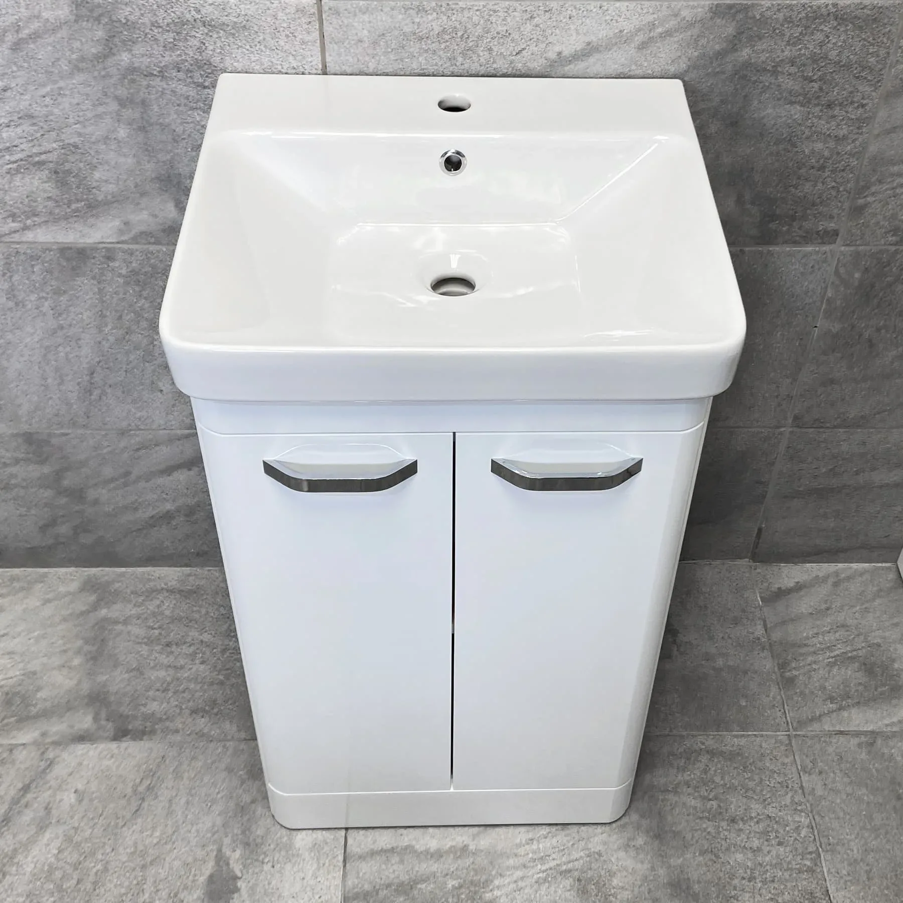 Pacific 500mm Curved Vanity Sink Unit + Ceramic Basin Bathroom Storage White 5 Pacific 500mm Curved Vanity Sink Unit + Ceramic Basin Bathroom Storage White - Image 3