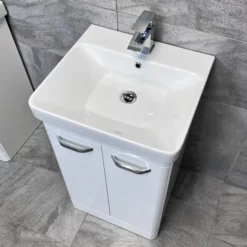 Pacific 500mm Curved Vanity Sink Unit + Ceramic Basin Bathroom Storage White 9 Pacific 500mm Curved Vanity Sink Unit + Ceramic Basin Bathroom Storage White -UK Bathroom Products Sales 2024 Perla 500 Basin Above jpg webp