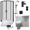 Rene Complete Quadrant Shower Cubicle Suite Inc Vanity + Black Tap & Valve