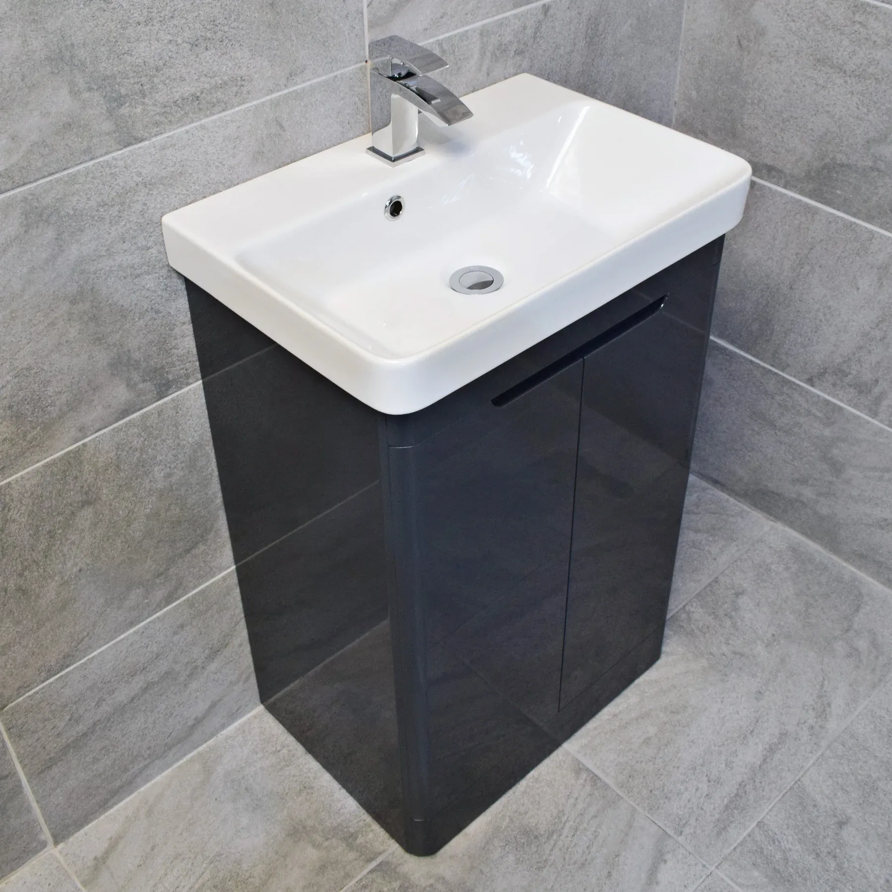 Ross Curved Vanity Basin Sink Unit – Anthracite – 550mm + 700mm With Tap Option 6 Ross Curved Vanity Basin Sink Unit – Anthracite – 550mm + 700mm With Tap Option - Image 5