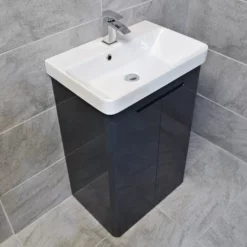 Ross Curved Vanity Basin Sink Unit – Anthracite – 550mm + 700mm With Tap Option