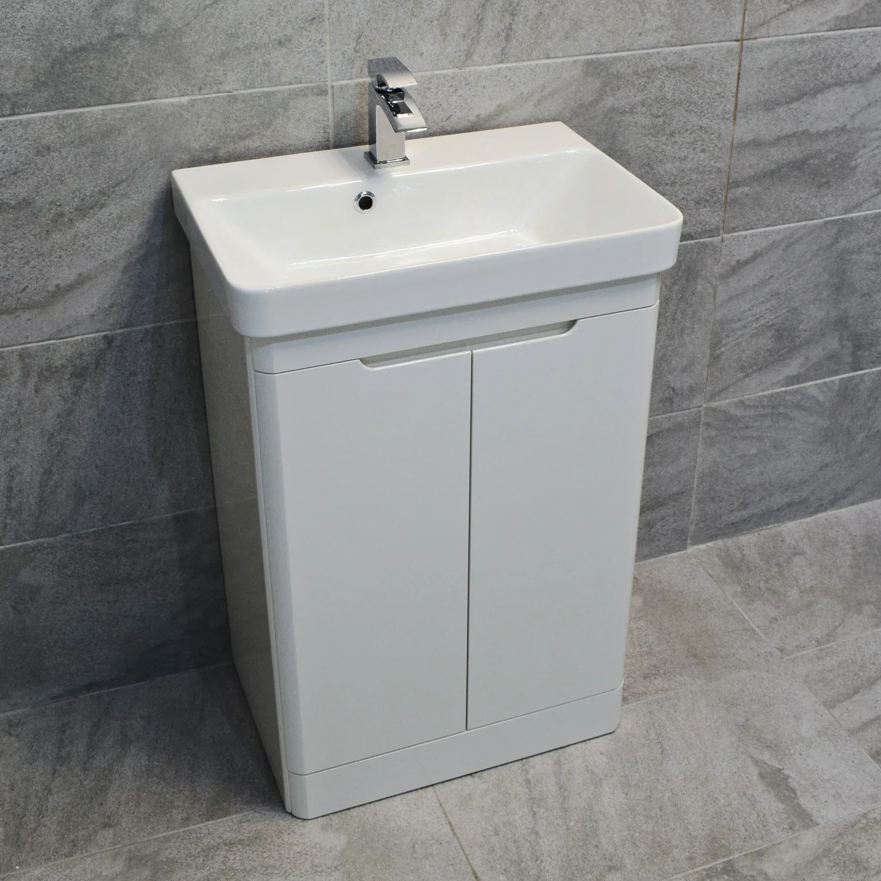 Ross Curved Vanity Basin Sink Unit – Gloss White – 550mm + 700mm With Tap Option 8 Ross Curved Vanity Basin Sink Unit – Gloss White – 550mm + 700mm With Tap Option - Image 6