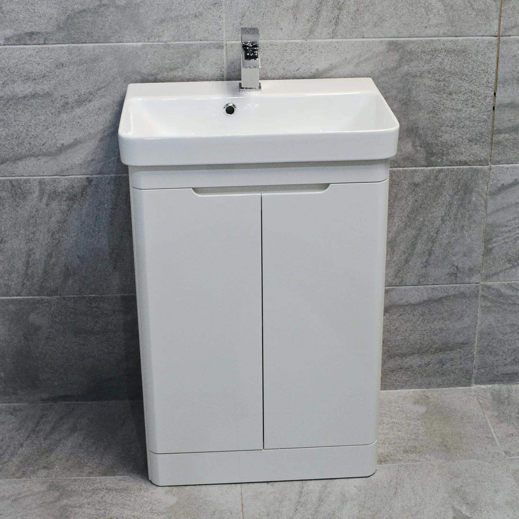 Ross Curved Vanity Basin Sink Unit – Gloss White – 550mm + 700mm With Tap Option 4 Ross Curved Vanity Basin Sink Unit – Gloss White – 550mm + 700mm With Tap Option - Image 2
