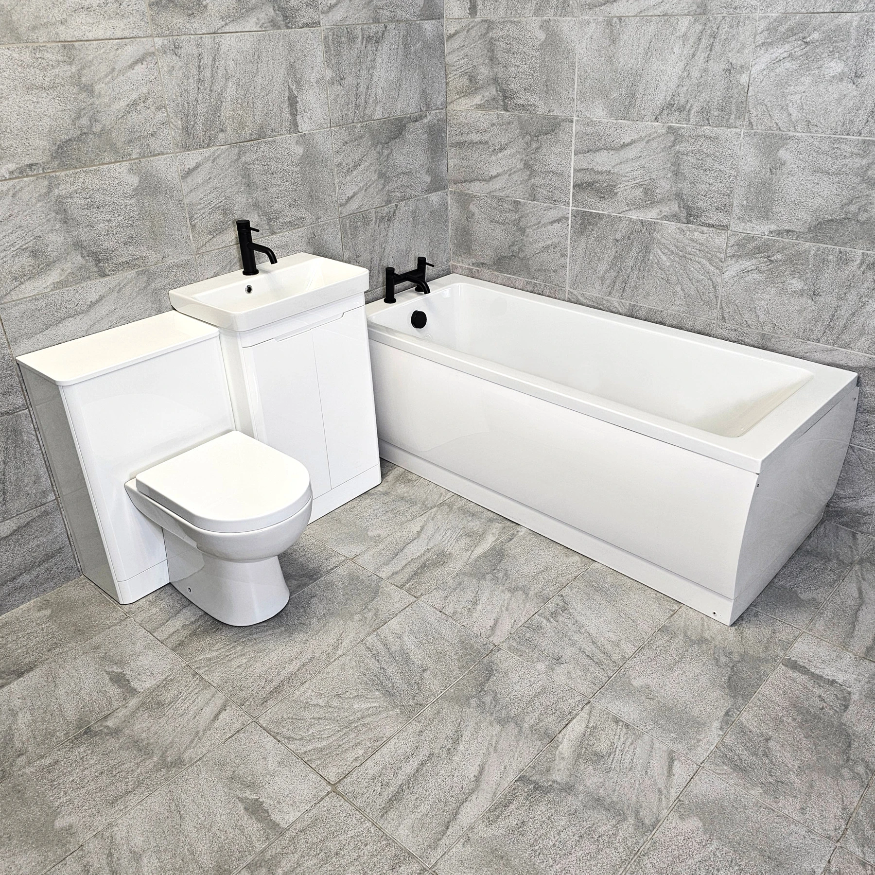 Ross 1050mm White Vanity Square Ended Bath Suite With Black Taps 8 Ross 1050mm White Vanity Square Ended Bath Suite With Black Taps - Image 6