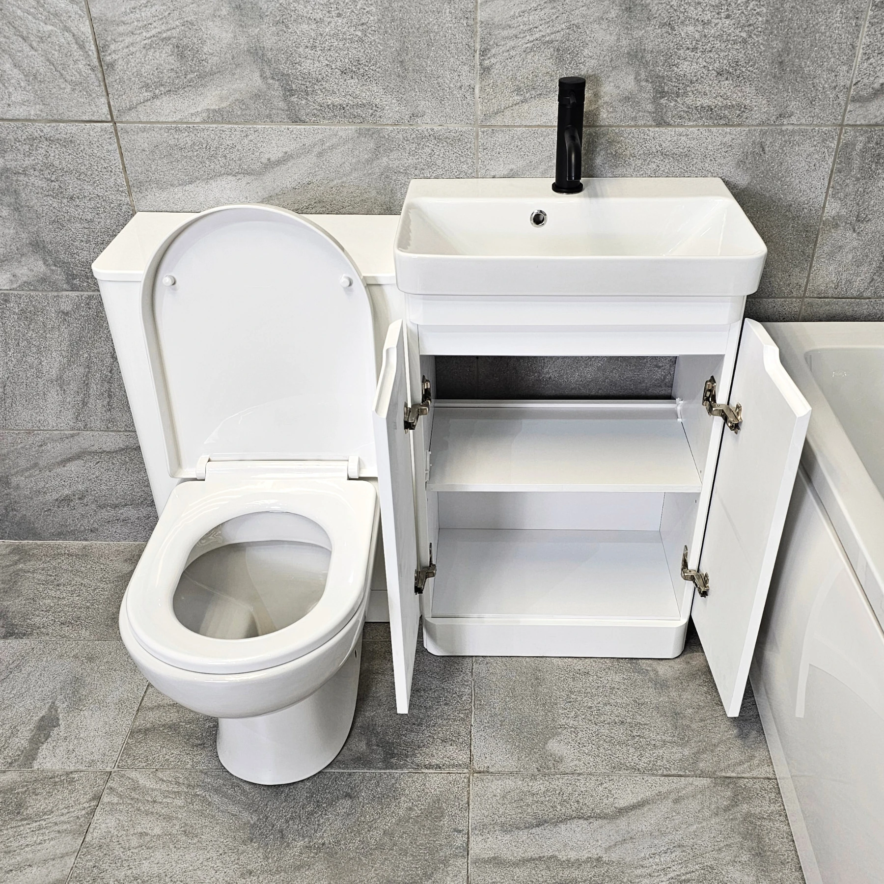 Ross 1050mm White Vanity Square Ended Bath Suite With Black Taps 9 Ross 1050mm White Vanity Square Ended Bath Suite With Black Taps - Image 7