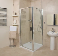 Roman Embrace Pivot Shower Door With Optional Side Panel And Tray