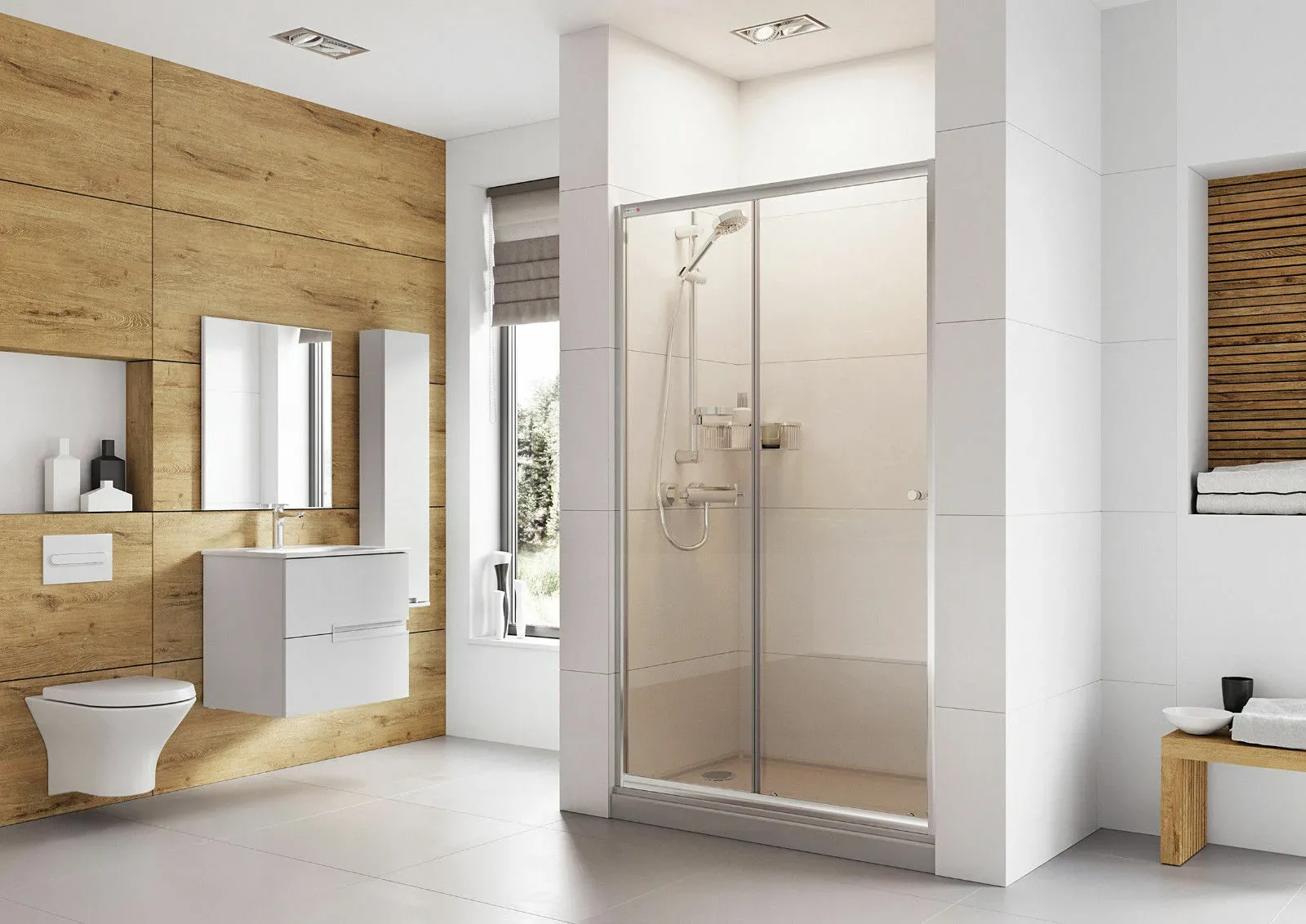 Roman Haven 6 Sliding Shower Door With Optional Side Panel Chrome Made In The UK 5 Roman Haven 6 Sliding Shower Door With Optional Side Panel Chrome Made In The UK - Image 3