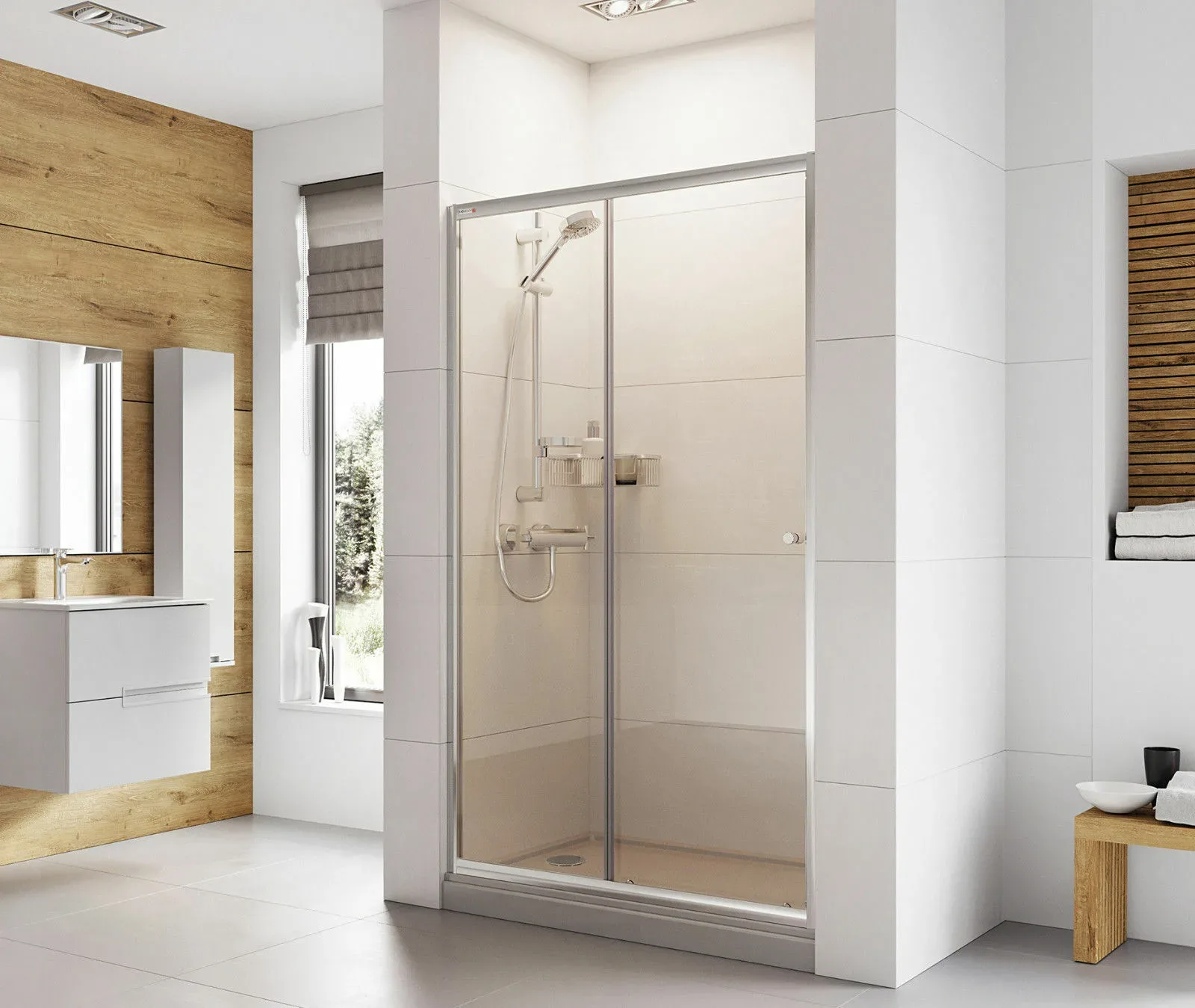 Roman Haven 6 Sliding Shower Door With Optional Side Panel Chrome Made In The UK 6 Roman Haven 6 Sliding Shower Door With Optional Side Panel Chrome Made In The UK - Image 4