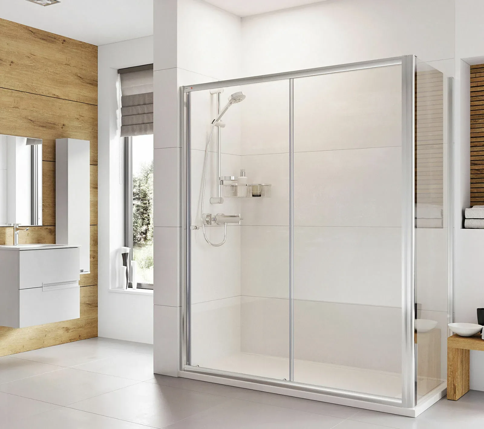 Roman Haven 6 Sliding Shower Door With Optional Side Panel Chrome Made In The UK 7 Roman Haven 6 Sliding Shower Door With Optional Side Panel Chrome Made In The UK - Image 5