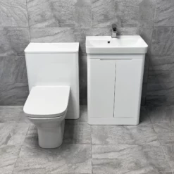 Ross Anthracite Grey Or White Gloss 550mm Vanity Sink Unit & WC Unit Ensuite Set