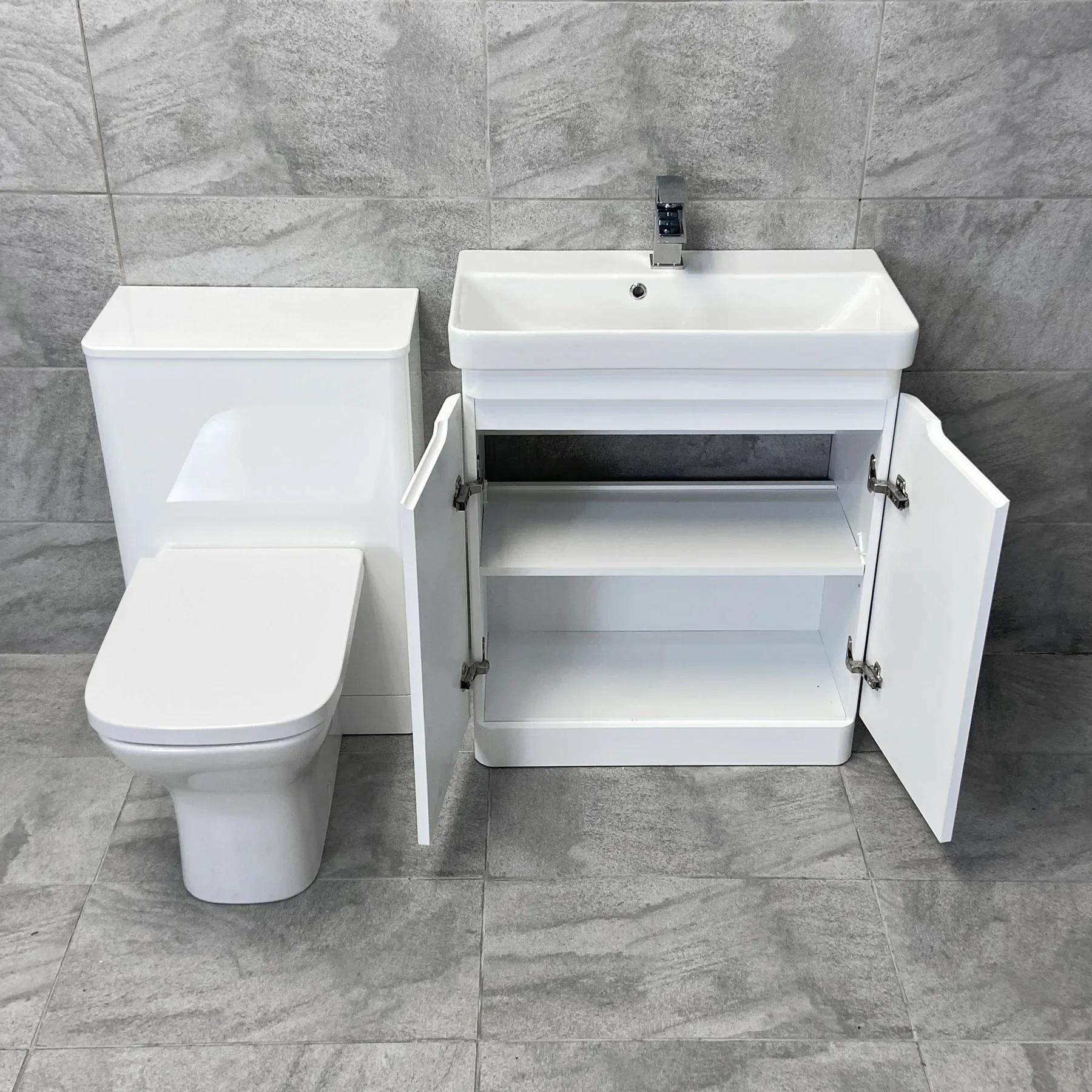 Ross White Gloss Or Anthracite 700mm Vanity Unit Sink & WC Unit Ensuite Set 4 Ross White Gloss Or Anthracite 700mm Vanity Unit Sink & WC Unit Ensuite Set - Image 2