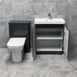 Ross White Gloss Or Anthracite 700mm Vanity Unit Sink & WC Unit Ensuite Set 18 Ross White Gloss Or Anthracite 700mm Vanity Unit Sink & WC Unit Ensuite Set -UK Bathroom Products Sales 2024 Ross 700mm Anthracite Vanity WC Set Open jpg webp