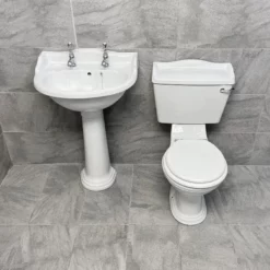 Chancery Traditional Style Toilet & Basin Set With Optional Seat & Flush Option