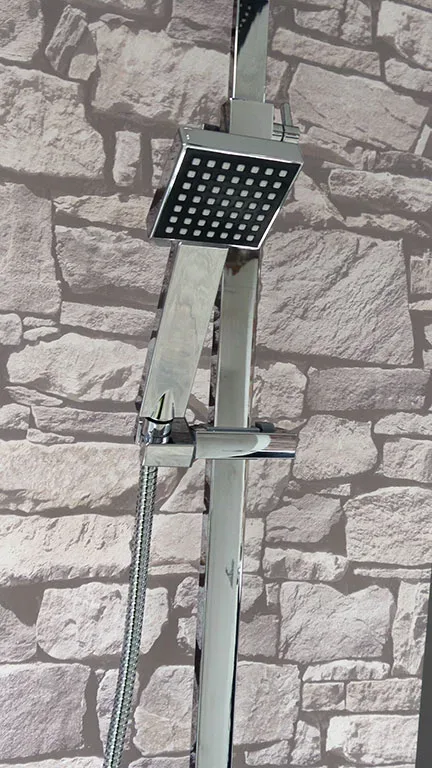 Lyla Chrome Square Thermostatic Bathroom Bar Mixer Valve Shower Set Dual Head 4 Lyla Chrome Square Thermostatic Bathroom Bar Mixer Valve Shower Set Dual Head - Image 2