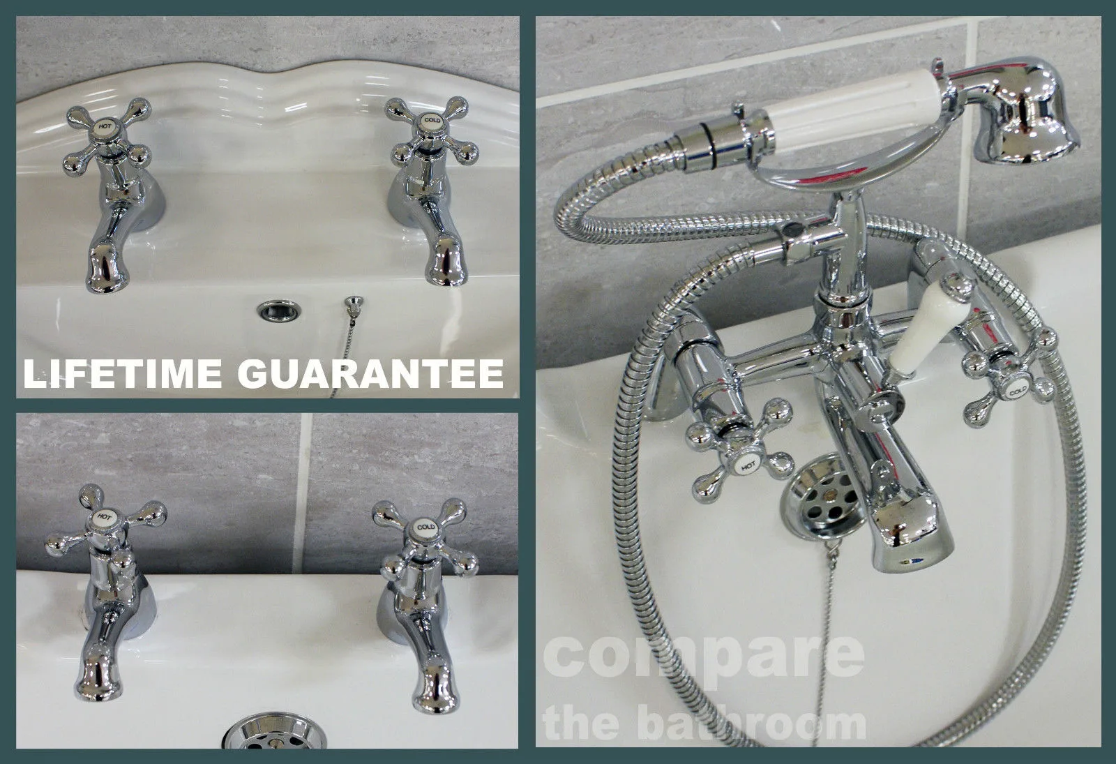 Sage Traditional Cross Head Bathroom Basin & Bath Taps & Bath Shower Mixer 3 Sage Traditional Cross Head Bathroom Basin & Bath Taps & Bath Shower Mixer