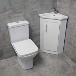 Sindee Rimless Short Projection Toilet & Corner Basin Vanity Cloakroom Suite