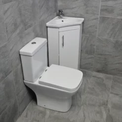 Sindee Rimless Short Projection Toilet & Corner Basin Vanity Cloakroom Suite 9 Sindee Rimless Short Projection Toilet & Corner Basin Vanity Cloakroom Suite -UK Bathroom Products Sales 2024 Sandee Corner Set Side jpg webp