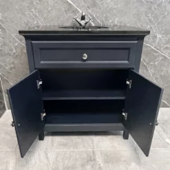 Savoy Traditional Style White Or Grey 800mm Vanity Unit Inc. Worktop & Basin 17 Savoy Traditional Style White Or Grey 800mm Vanity Unit Inc. Worktop & Basin -UK Bathroom Products Sales 2024 Savoy Chrcoal Grey 2D Black Worktop Open