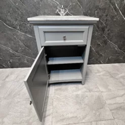 Savoy Traditional Style White Or Grey 600mm Vanity Unit Inc. Worktop & Basin 21 Savoy Traditional Style White Or Grey 600mm Vanity Unit Inc. Worktop & Basin -UK Bathroom Products Sales 2024 Savoy Old English Grey 1 Door Vanity Unit Open
