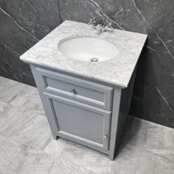 Savoy Traditional Style White Or Grey 600mm Vanity Unit Inc. Worktop & Basin 19 Savoy Traditional Style White Or Grey 600mm Vanity Unit Inc. Worktop & Basin -UK Bathroom Products Sales 2024 Savoy Old English Grey 1 Door Vanity Unit Side