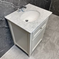 Savoy Traditional Style White Or Grey 600mm Vanity Unit Inc. Worktop & Basin 14 Savoy Traditional Style White Or Grey 600mm Vanity Unit Inc. Worktop & Basin -UK Bathroom Products Sales 2024 Savoy Old English White 1 Door Vanity Unit Basin