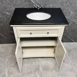 Savoy Traditional Style White Or Grey 800mm Vanity Unit Inc. Worktop & Basin 16 Savoy Traditional Style White Or Grey 800mm Vanity Unit Inc. Worktop & Basin -UK Bathroom Products Sales 2024 Savoy Old English White 2D Black Worktop Open