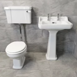 Savoy Traditional Victorian Low Level Toilet & Basin Including Heavy Duty Seat
