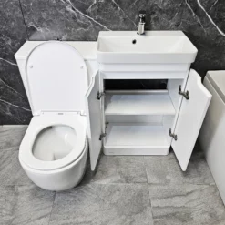 Sharon Double Ended Bathroom Suite With Ross White Gloss Vanity Units & Taps 16 Sharon Double Ended Bathroom Suite With Ross White Gloss Vanity Units & Taps -UK Bathroom Products Sales 2024 Sharon 1700 CTH Suite Rio White 550 Holly Open