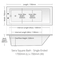 Ross 1050mm White Vanity Square Ended Bath Suite With Black Taps 17 Ross 1050mm White Vanity Square Ended Bath Suite With Black Taps -UK Bathroom Products Sales 2024 Sienna Siera 1700 1