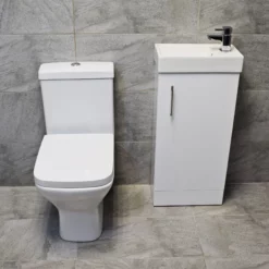 Sindee Rimless Toilet & 400mm Vanity Unit Cloakroom Bathroom Set