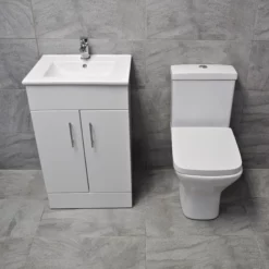 Hydros Sindee Rimless Toilet & Naomi Square Vanity Basin Unit Bathroom Set