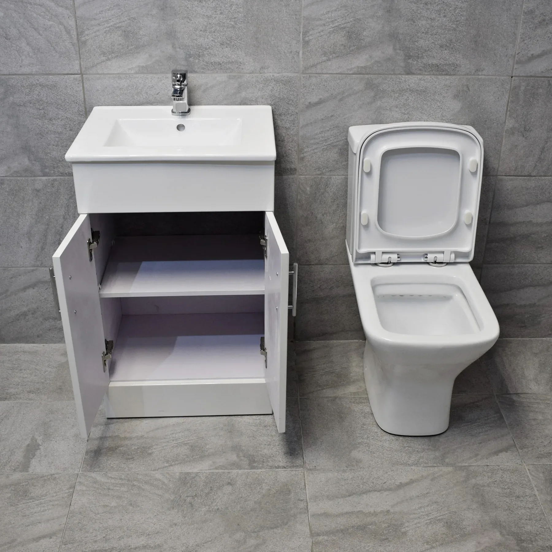 Hydros Sindee Rimless Toilet & Naomi Square Vanity Basin Unit Bathroom Set 4 Hydros Sindee Rimless Toilet & Naomi Square Vanity Basin Unit Bathroom Set - Image 2