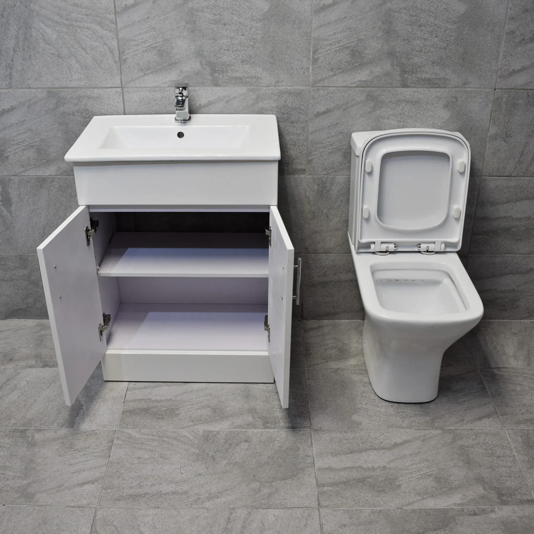 Hydros Sindee Rimless Toilet & Naomi Square Vanity Basin Unit Bathroom Set 11 Hydros Sindee Rimless Toilet & Naomi Square Vanity Basin Unit Bathroom Set - Image 9