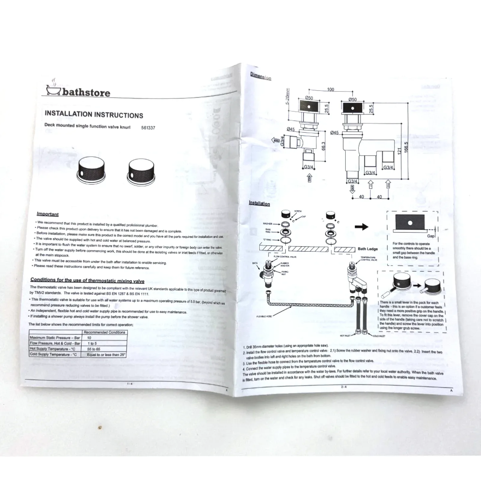 Pressfill Overflow Bath Filler & Waste With Thermostatic Deck Mounted Valve 7 Pressfill Overflow Bath Filler & Waste With Thermostatic Deck Mounted Valve - Image 5