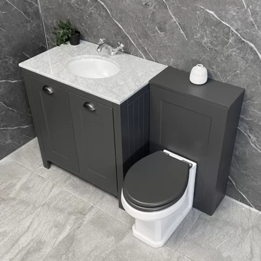 Salisbury Traditional 1300mm Dark Grey Vanity Set Inc Toilet & Marble Worktop -UK Bathroom Products Sales 2024 Soulbury Dark Grey Vanity Set Above Angle KIT974 copy jpg webp