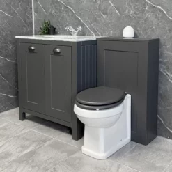 Salisbury Traditional 1300mm Dark Grey Vanity Set Inc Toilet & Marble Worktop 11 Salisbury Traditional 1300mm Dark Grey Vanity Set Inc Toilet & Marble Worktop -UK Bathroom Products Sales 2024 Soulbury Dark Grey Vanity Set Low KIT974 jpg webp