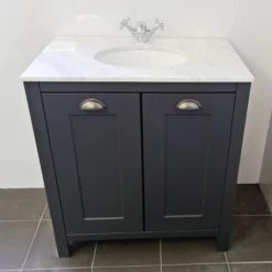 Salisbury Traditional 800mm Dark Grey Vanity Unit With Marble Worktop & Basin