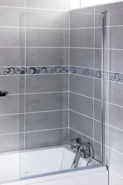 Square Bath Screen 6mm Thick Glass Size 1370mm X 800mm Overbath Screen Chrome