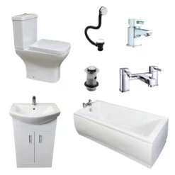 Luxury Square 1700 X 700mm Bath Complete Modern Bathroom Suite Inc Taps & Vanity