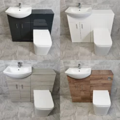 Hydros Luxury 1050mm Bathroom Vanity Set Sink Basin + Square Style Toilet
