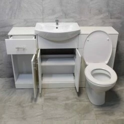 1350mm Vanity Set Bathroom Furniture Suite Sink Storage Drawerline White 28 1350mm Vanity Set Bathroom Furniture Suite Sink Storage Drawerline White -UK Bathroom Products Sales 2024 St Moritz 1350 CF1 Pippa Drawers 1