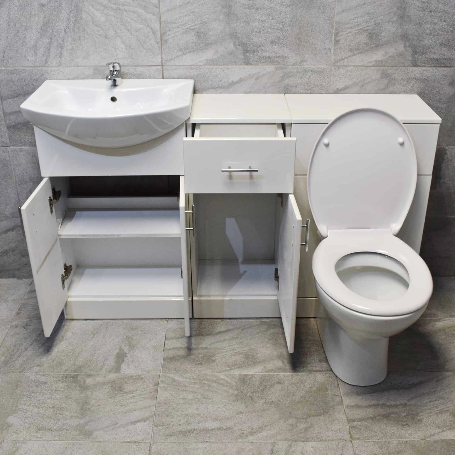 1350mm Vanity Set Bathroom Furniture Suite Sink Storage Drawerline White 4 1350mm Vanity Set Bathroom Furniture Suite Sink Storage Drawerline White - Image 2