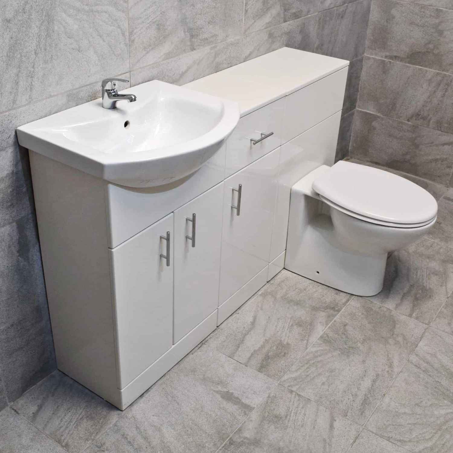 1350mm Vanity Set Bathroom Furniture Suite Sink Storage Drawerline White 5 1350mm Vanity Set Bathroom Furniture Suite Sink Storage Drawerline White - Image 3