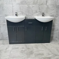 Mediterranean 1450mm Double Basin Sink Vanity Unit Set Bathroom Anthracite Gloss 13 Mediterranean 1450mm Double Basin Sink Vanity Unit Set Bathroom Anthracite Gloss -UK Bathroom Products Sales 2024 St Moritz 1450 Anthracite Front jpg webp 1