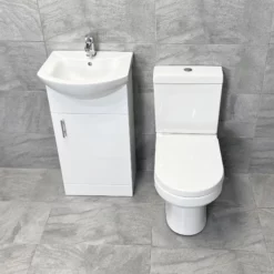 450mm Modern Cloakroom Package Vanity Basin Sink Unit + Toilet Set Ensuite