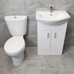 550mm Cloakroom Bathroom Vanity Basin Sink Unit + Toilet Set Suite + Tap Option