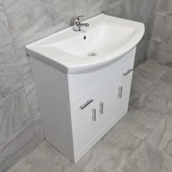 Designer Bathroom Vanity Basin Sink Unit Storage – White – Various Sizes 24 Designer Bathroom Vanity Basin Sink Unit Storage – White – Various Sizes -UK Bathroom Products Sales 2024 St Moritz 750 V05 Side jpg webp