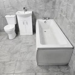 Siera Modern Bathroom Vanity Suite Inc Bath + Sink Unit + Toilet + Taps