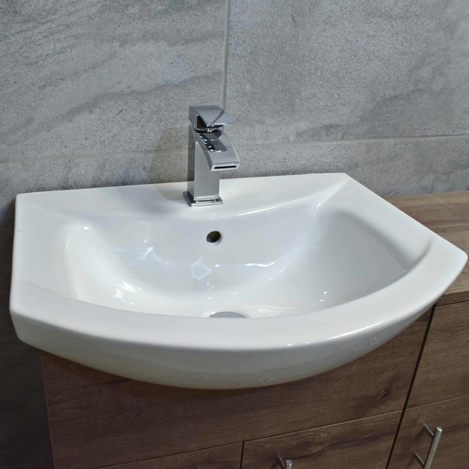 Mediterranean 1450 Double Basin Sink Vanity Unit Set Bathroom Walnut Oak Finish 5 Mediterranean 1450 Double Basin Sink Vanity Unit Set Bathroom Walnut Oak Finish - Image 3